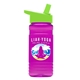 a lime green lid & transparent hot pink bottle 20 oz upcycle rpetbottle flip straw lid - digital