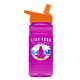 a orange lid & transparent hot pink bottle 20 oz upcycle rpetbottle flip straw lid - digital