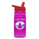 a red lid & transparent hot pink bottle 20 oz upcycle rpetbottle flip straw lid - digital