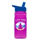 a royal blue lid & transparent hot pink bottle 20 oz upcycle rpetbottle flip straw lid - digital