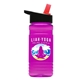 a black with red spout lid & transparent hot pink bottle 20 oz upcycle rpetbottle flip straw lid - digital