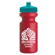 a teal lid & red bottle the eco - cyclist 22 oz circular bike bottles with push pull lids