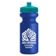 a teal lid & royal blue bottle the eco - cyclist 22 oz circular bike bottles with push pull lids