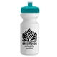 a teal lid & white bottle the eco - cyclist 22 oz circular bike bottles with push pull lids