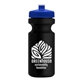 a royal blue lid & black bottle the eco - cyclist 22 oz circular bike bottles with push pull lids