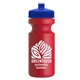 a royal blue lid & red bottle the eco - cyclist 22 oz circular bike bottles with push pull lids