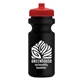 a red lid & black bottle the eco - cyclist 22 oz circular bike bottles with push pull lids
