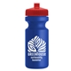 a red lid & royal blue bottle the eco - cyclist 22 oz circular bike bottles with push pull lids