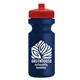 a red lid & navy blue bottle the eco - cyclist 22 oz circular bike bottles with push pull lids