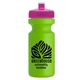 a pink lid & lime green bottle the eco - cyclist 22 oz circular bike bottles with push pull lids