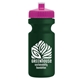 a pink lid & dark green bottle the eco - cyclist 22 oz circular bike bottles with push pull lids