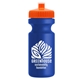 a orange lid & royal blue bottle the eco - cyclist 22 oz circular bike bottles with push pull lids