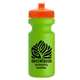 a orange lid & lime green bottle the eco - cyclist 22 oz circular bike bottles with push pull lids