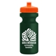 a orange lid & dark green bottle the eco - cyclist 22 oz circular bike bottles with push pull lids