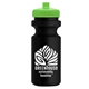 a lime green lid & black bottle the eco - cyclist 22 oz circular bike bottles with push pull lids