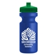 a lime green lid & royal blue bottle the eco - cyclist 22 oz circular bike bottles with push pull lids