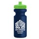 a lime green lid & navy blue bottle the eco - cyclist 22 oz circular bike bottles with push pull lids