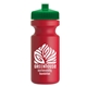 a green lid & red bottle the eco - cyclist 22 oz circular bike bottles with push pull lids
