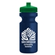 a green lid & navy blue bottle the eco - cyclist 22 oz circular bike bottles with push pull lids