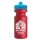 a cyan lid & red bottle the eco - cyclist 22 oz circular bike bottles with push pull lids