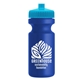 a cyan lid & royal blue bottle the eco - cyclist 22 oz circular bike bottles with push pull lids