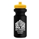 a yellow lid & black bottle the eco - cyclist 22 oz circular bike bottles with push pull lids