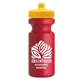 a yellow lid & red bottle the eco - cyclist 22 oz circular bike bottles with push pull lids