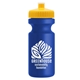 a yellow lid & royal blue bottle the eco - cyclist 22 oz circular bike bottles with push pull lids