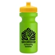 a yellow lid & lime green bottle the eco - cyclist 22 oz circular bike bottles with push pull lids