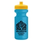 a yellow lid & cyan bottle the eco - cyclist 22 oz circular bike bottles with push pull lids