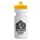 a yellow lid & white bottle the eco - cyclist 22 oz circular bike bottles with push pull lids