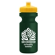 a yellow lid & dark green bottle the eco - cyclist 22 oz circular bike bottles with push pull lids
