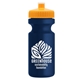 a marigold lid & navy blue bottle the eco - cyclist 22 oz circular bike bottles with push pull lids