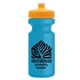 a marigold lid & cyan bottle the eco - cyclist 22 oz circular bike bottles with push pull lids