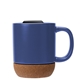 aerial view a blue kenya 14 oz ceramic mug with cork base, image 1 of 6