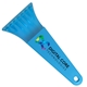 a transparent blue blade & cyan handle 7 ice scraper with digital imprint
