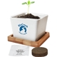 a group of two - piece ceramic planter with bamboo base