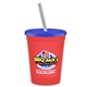 a transparent red cup & translucent blue lid & frost straw 16 oz stadium tumbler cup with lid straw - digital