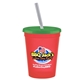a transparent red cup & translucent green lid & frost straw 16 oz stadium tumbler cup with lid straw - digital