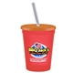 a transparent red cup & translucent orange lid & frost straw 16 oz stadium tumbler cup with lid straw - digital