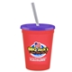 a transparent red cup & translucent violet lid & frost straw 16 oz stadium tumbler cup with lid straw - digital