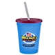 a transparent blue cup & translucent red lid & frost straw 16 oz stadium tumbler cup with lid straw - digital