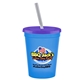 a transparent blue cup & translucent violet lid & frost straw 16 oz stadium tumbler cup with lid straw - digital