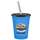 a transparent blue cup & black lid & frost straw 16 oz stadium tumbler cup with lid straw - digital