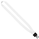 a white 3/4 dye - sublimated stretchy elastic lanyard with plastic clamshell and plastic o - ring