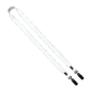 a white 3/4 rpet dye - sublimated double - ended lanyard with metal crimp and bulldog clip