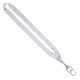 aerial view a white 3/4 dye - sublimated lanyard with silver tone metal crimp split ring, image 1 of 2