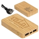 aerial view a bamboo fsc(r) bamboo 5000mah dual port power bank with wireless charger, image 1 of 2