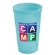 a bright blue cups - on - the - go 22 oz stadium cup with digital imprint
