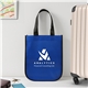 a royal blue laminated fashion tote bag
